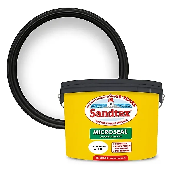 7.5ltr Sandtex Microseal Smooth Pure Brilliant White Masonry Paint