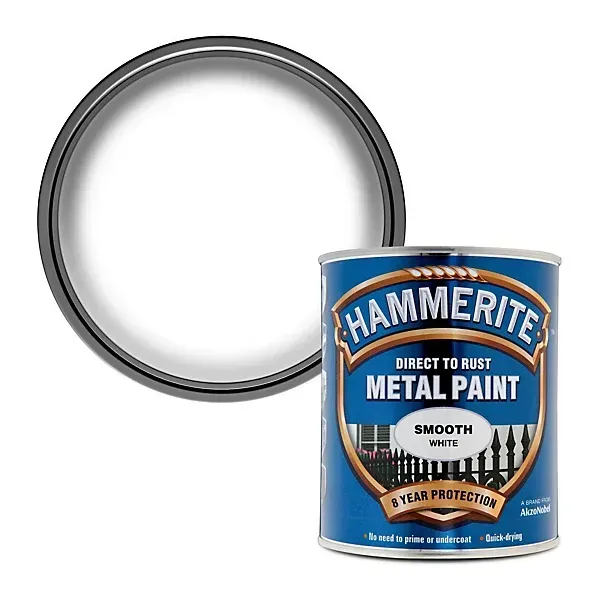 750ml Hammerite Smooth White Metal Paint