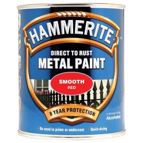 750ml Hammerite Smooth Red Metal Paint
