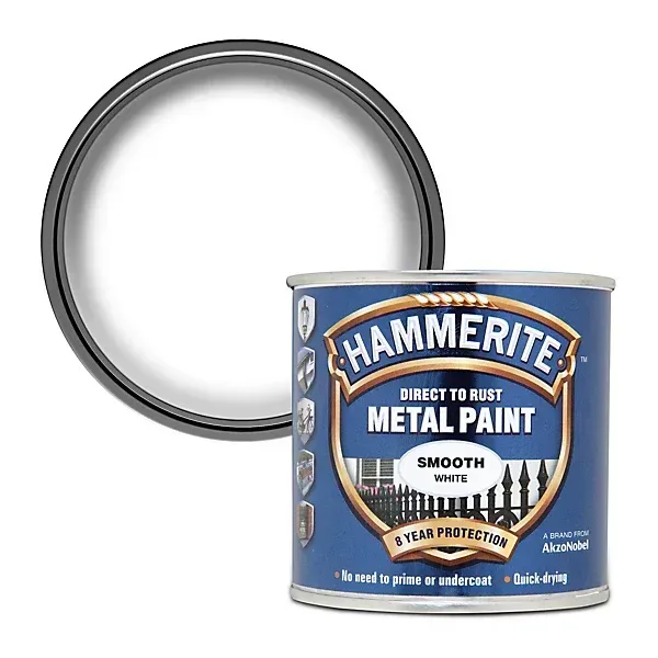 250ml Hammerite Smooth White Metal Paint
