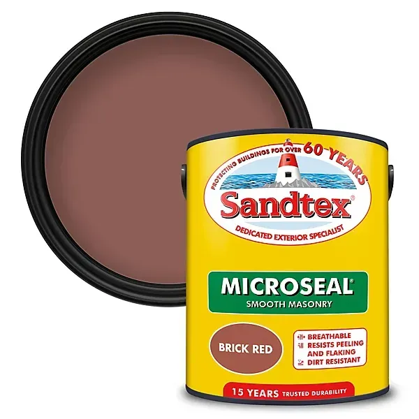 5ltr Sandtex Microseal Smooth Brick Red Masonry Paint