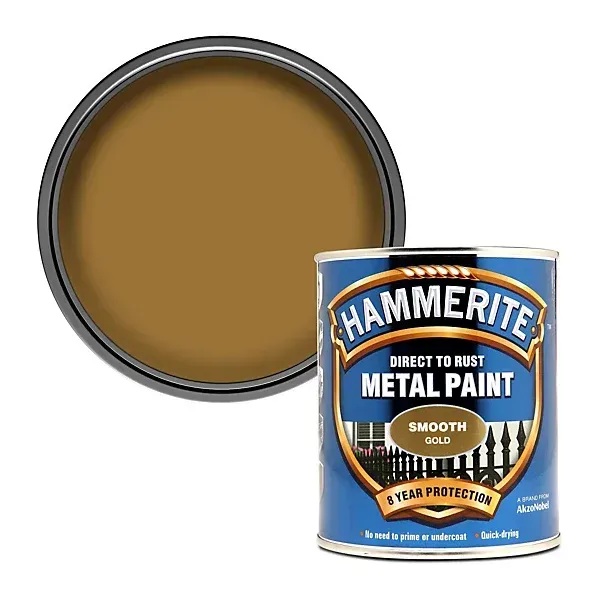 750ml Hammerite Smooth Gold Metal Paint