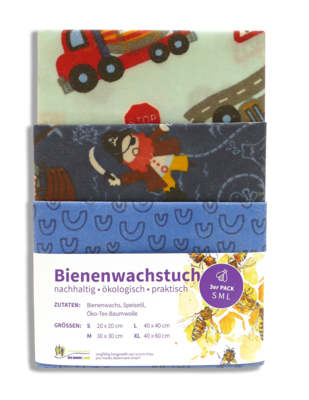 Bienenwachstücher-Set Kinder (blau, grün) – small, medium, large