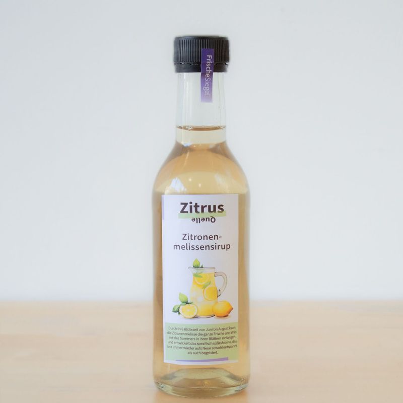 Fruchtsirup Zitronenmelisse Fruchtsirup Zitronenmelisse "Zitrus-Quelle" – 250 ml