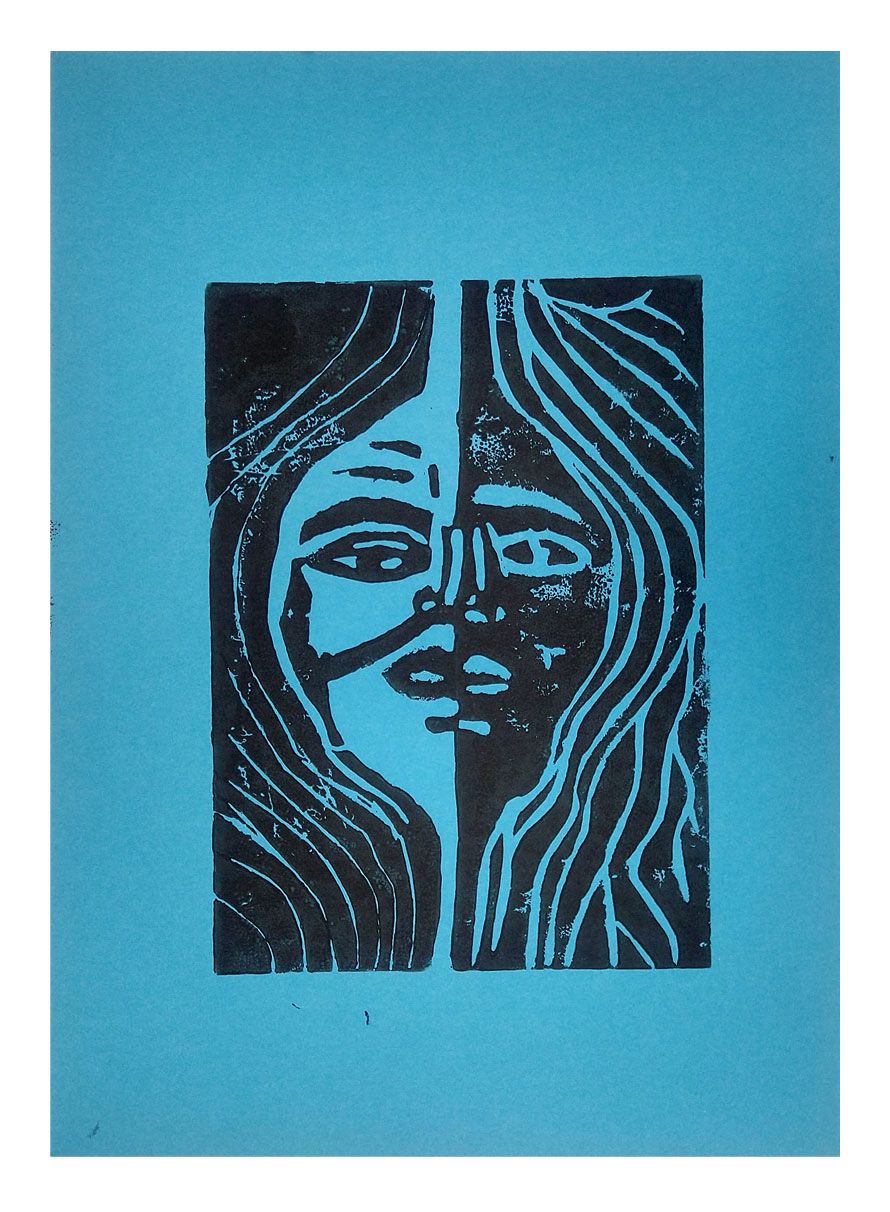 Bild: "Gesichter blau"