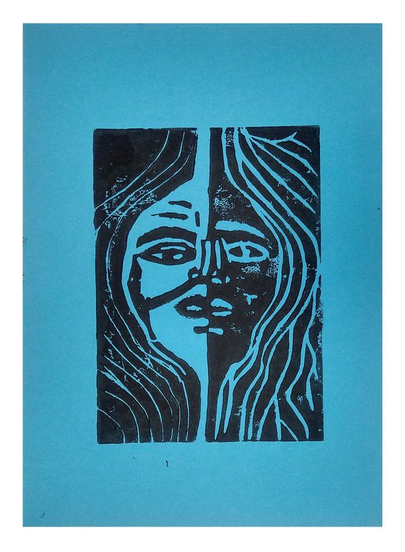 Bild: "Gesichter blau"