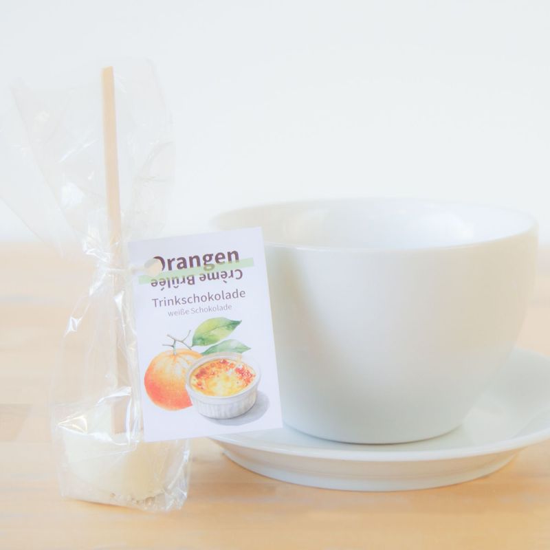 Trinkschokolade „Orangen-Crème Brûlée“