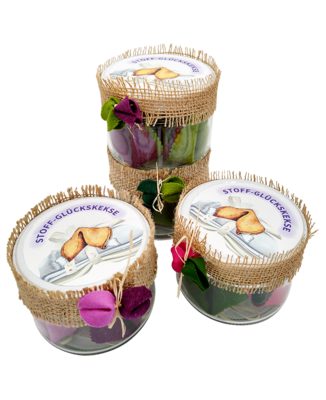 Stoff-Glückskekse im Glas