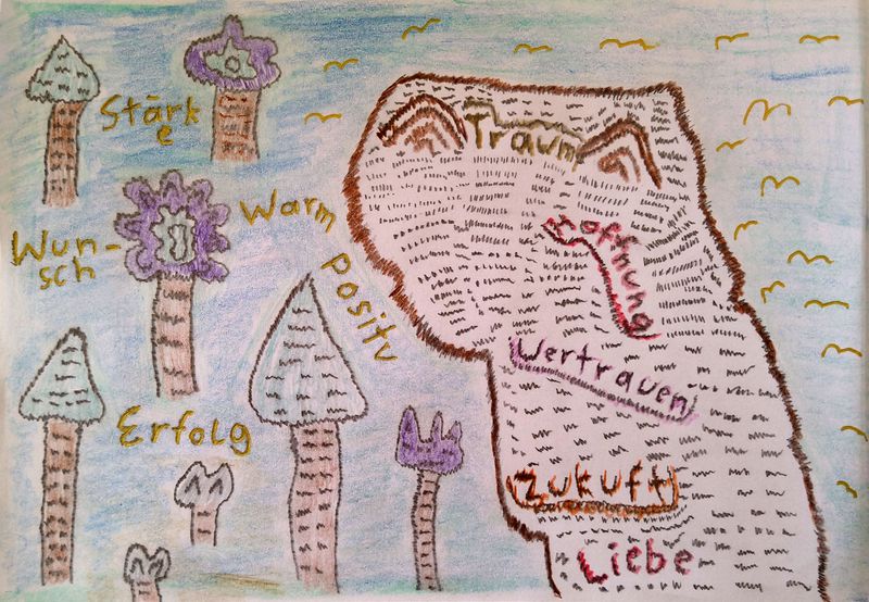 Zeichnung "Katze mit 7 Leben"