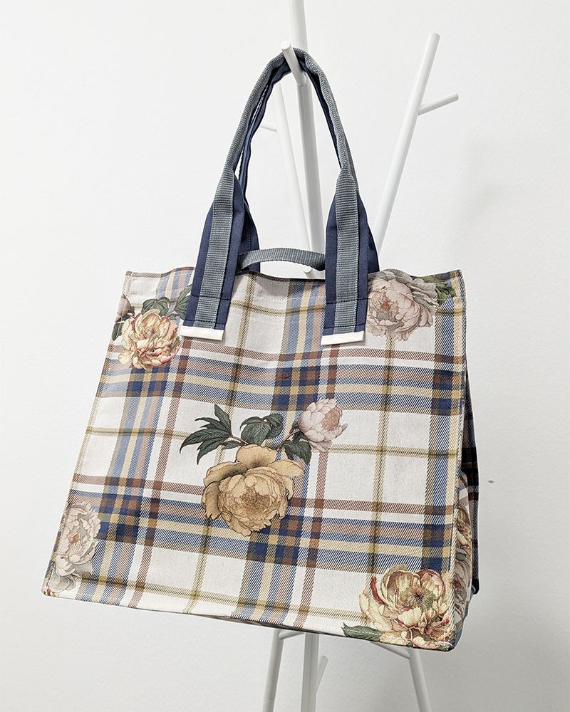 Einzelstück – Sabine-Tasche – Karo-Blüten Einzelstück – Sabine-Tasche – Karo-Blüten