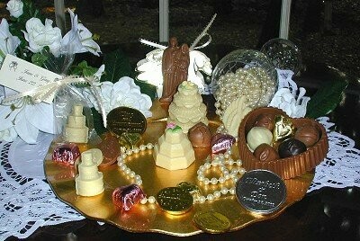Miniature Wedding Couples and Cakes in Gourmet Chocolate