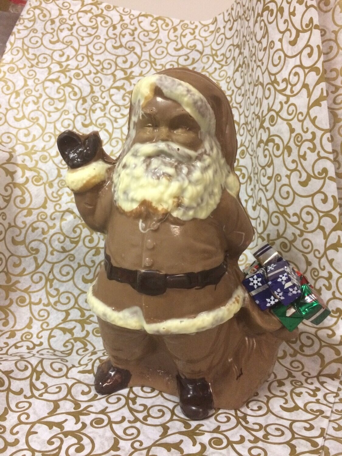 Medium Gourmet Milk Chocolate Jolly  Santa with Bag