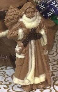 3" Solid Gourmet Chocolate Santa  in Robe with Tree