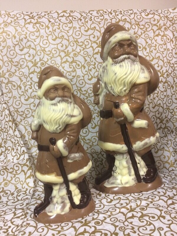Large Milk Chocolate Traveling Santa with Sack and Walking Stick