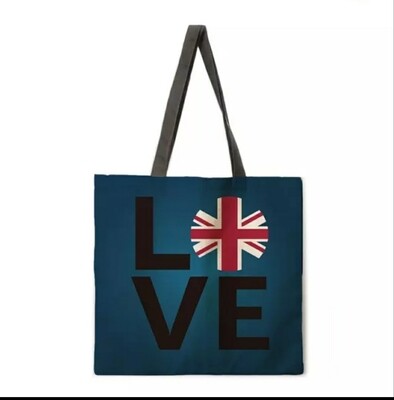 British Themed Linin Tote Bag.