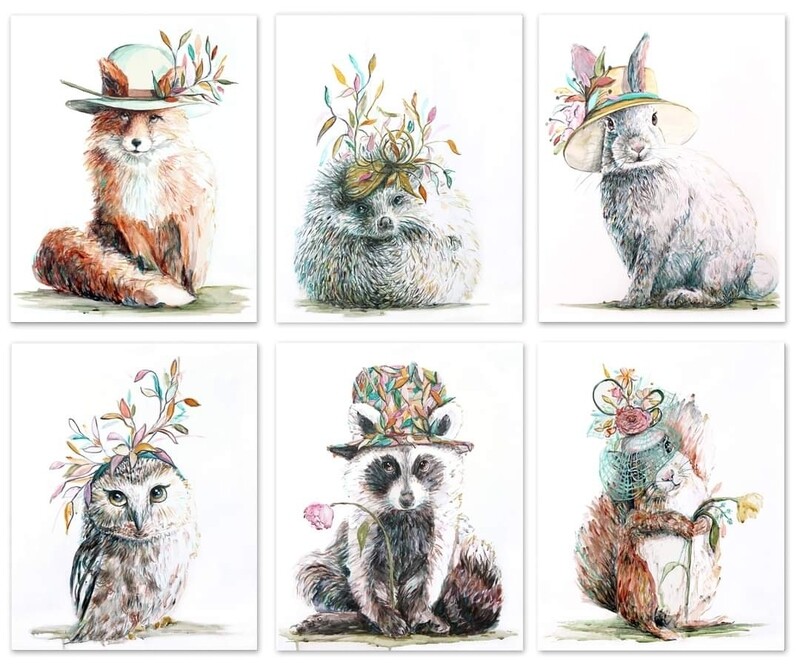 Set of 6 Woodland Animal Prints