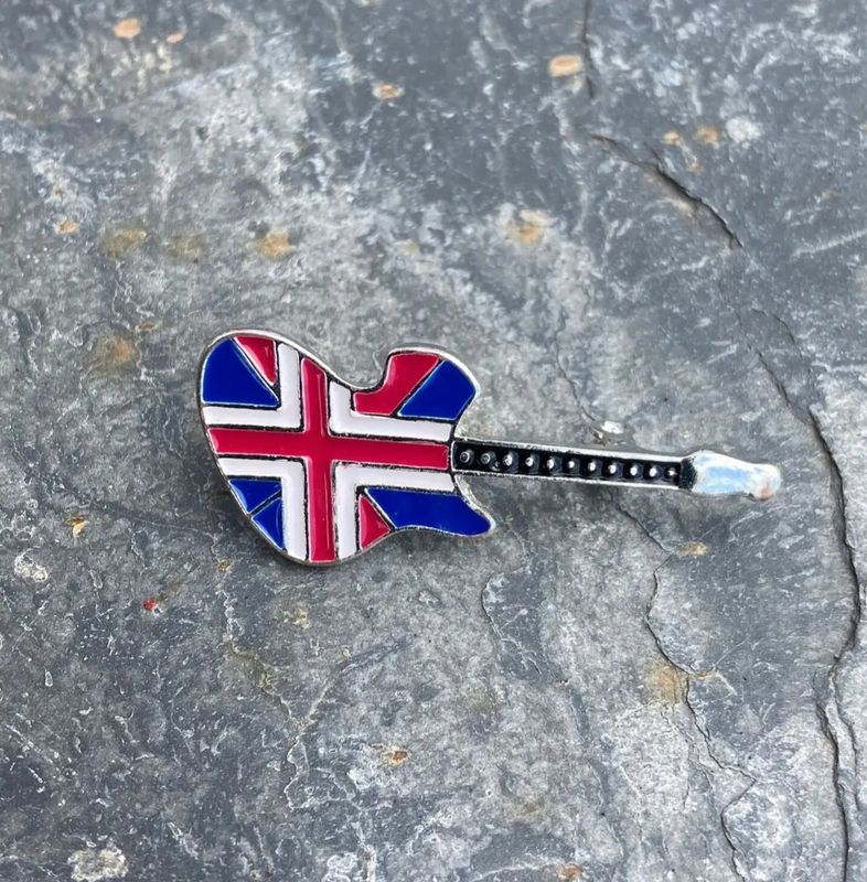 British Union Jack Electric Guitar Brooch