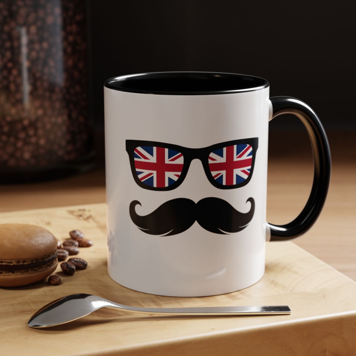 British Mustache Accent Coffee Mug - 11oz &amp; 15oz, Fun Gift for Tea Lovers