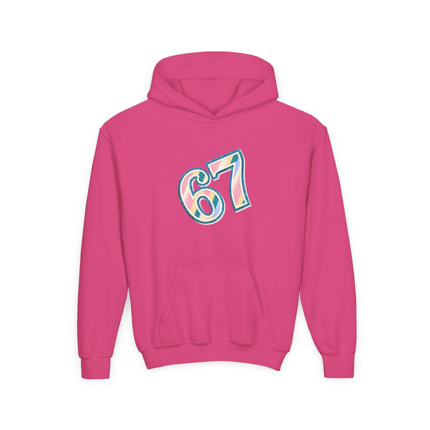 67 Retro Pastel Number hoodie | Youth Pullover sweatshirt