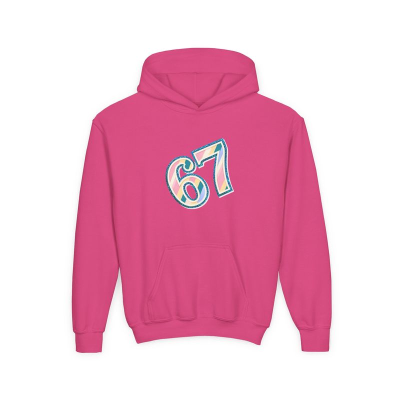 67 Retro Pastel Number hoodie | Youth Pullover sweatshirt