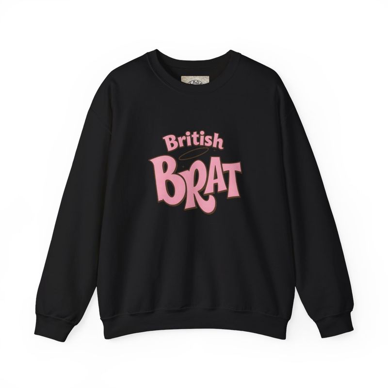 British Brat Crewneck Sweatshirt — Cute Pink Retro Graphic Pullover