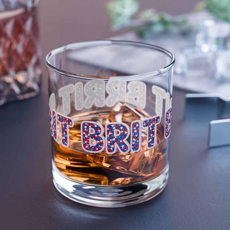 Brit Rocks Glass — 10oz Valentine Union Jack Hearts Whiskey Tumbler