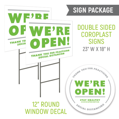 We're Open Sign Package