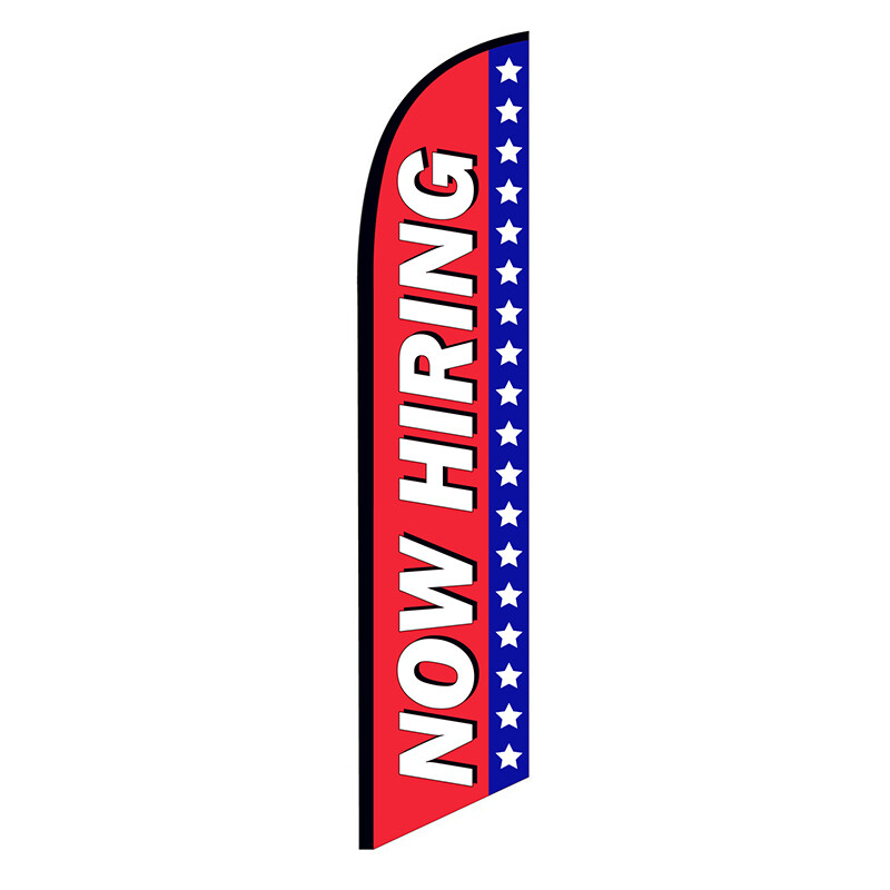 Now Hiring Red/White Feather Flag