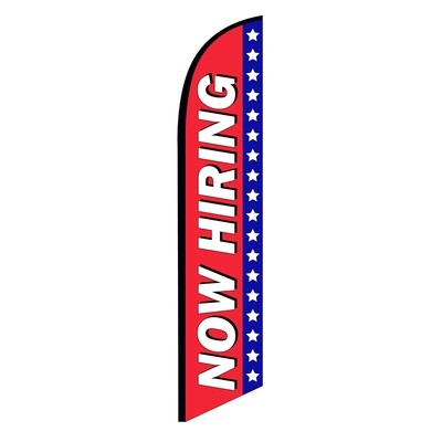 Now Hiring Red/White Feather Flag