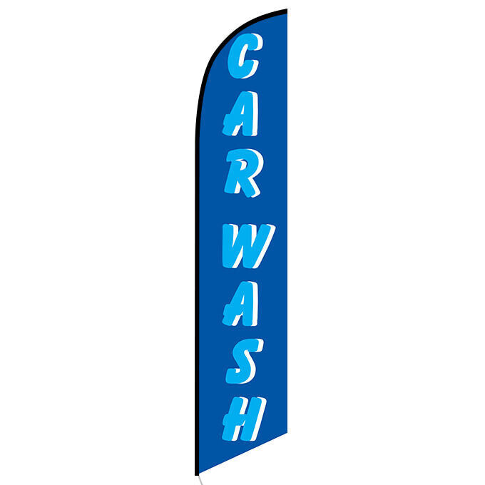 Car Wash Blue/Blue Feather Flag