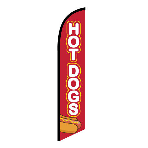 Hot Dogs Red/White Feather Flag
