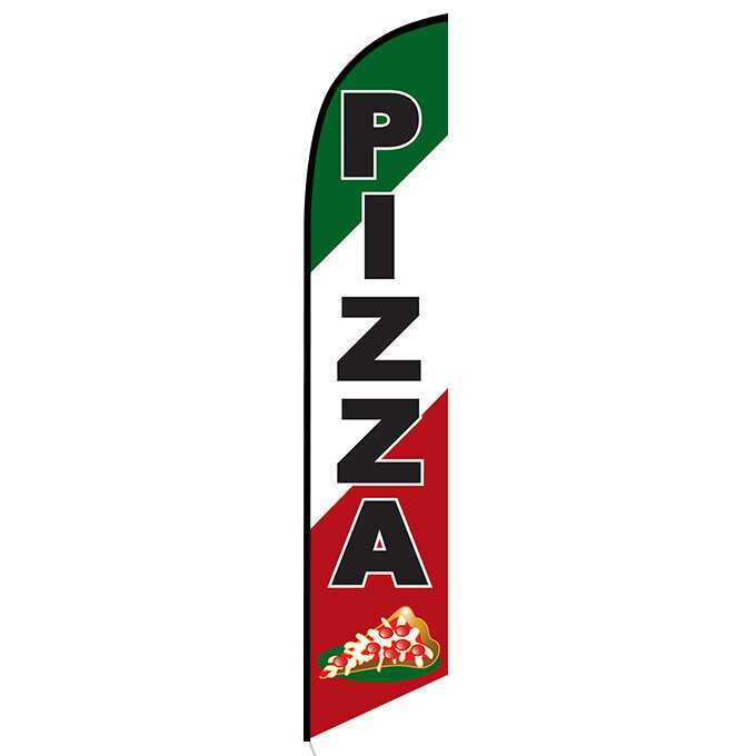 Pizza Green/Red/White Feather Flag
