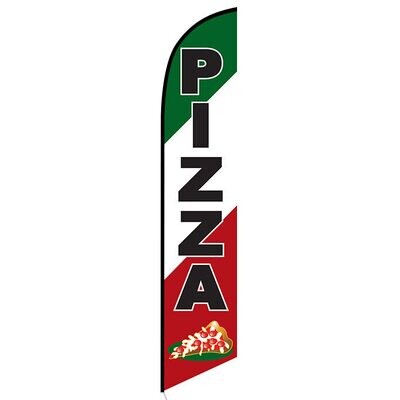 Pizza Green/Red/White Feather Flag