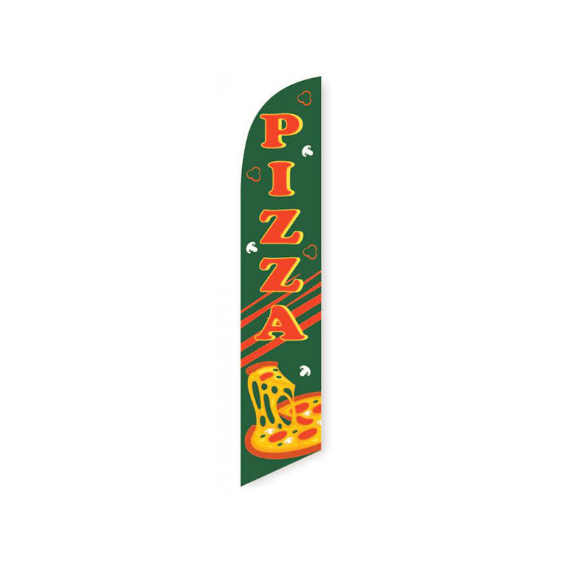 Pizza Green/Red Feather Flag