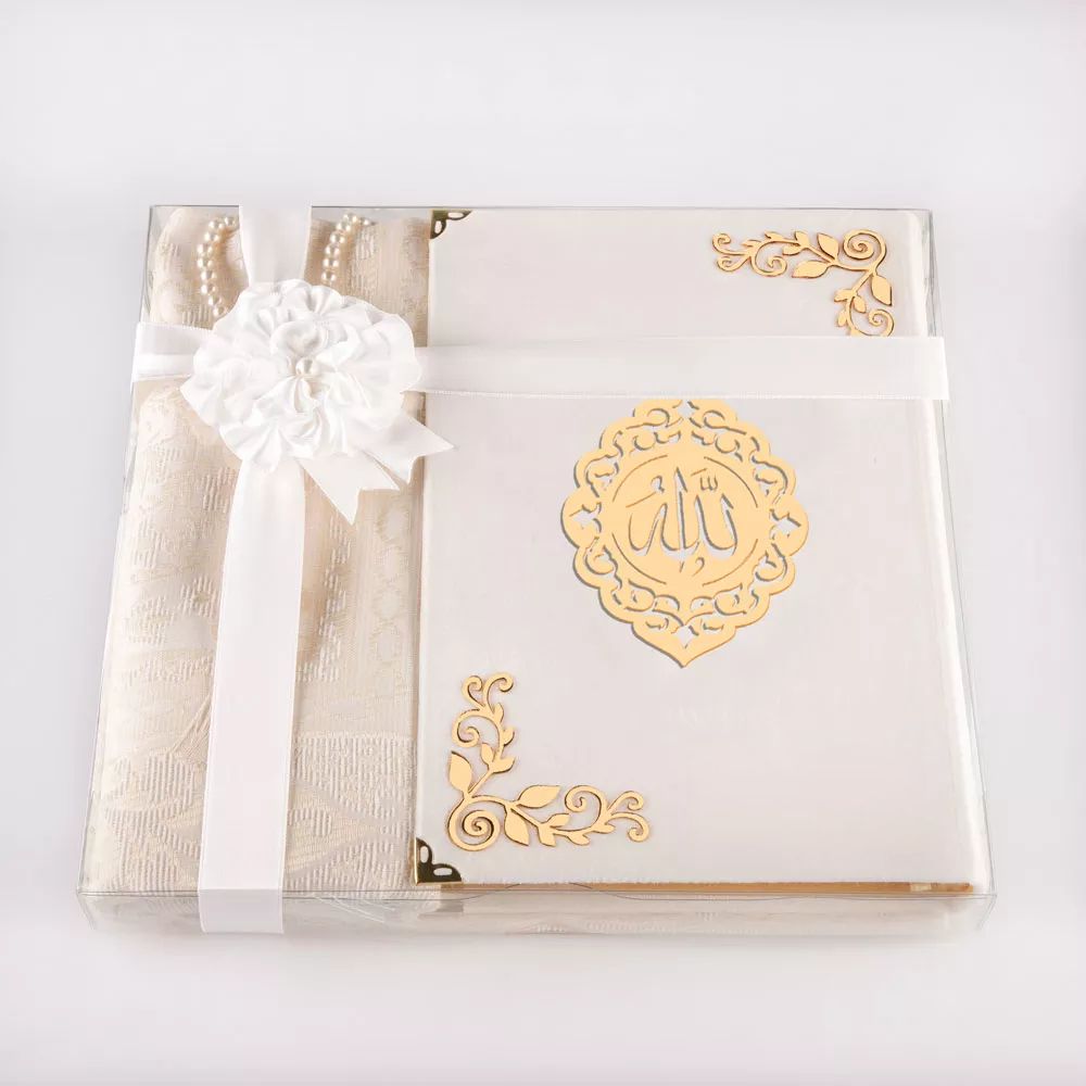 Quran, Tasbih and Prayer Rug, Color: White