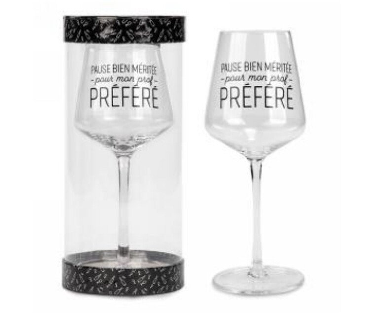 Verre Du Vin &quot;Pause Bien Méritée Pour Mon Prof Préféré&quot;