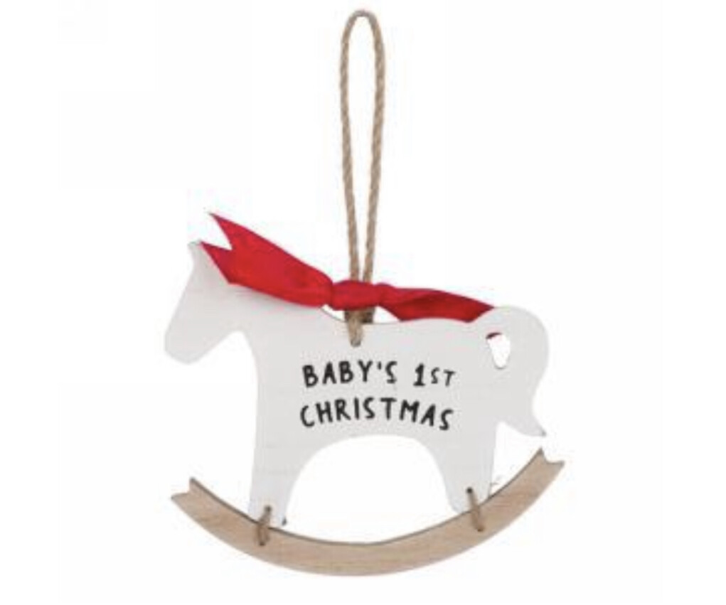 Ornement Bois Cheval Bercant &quot;Baby 1st Chritmas&quot;