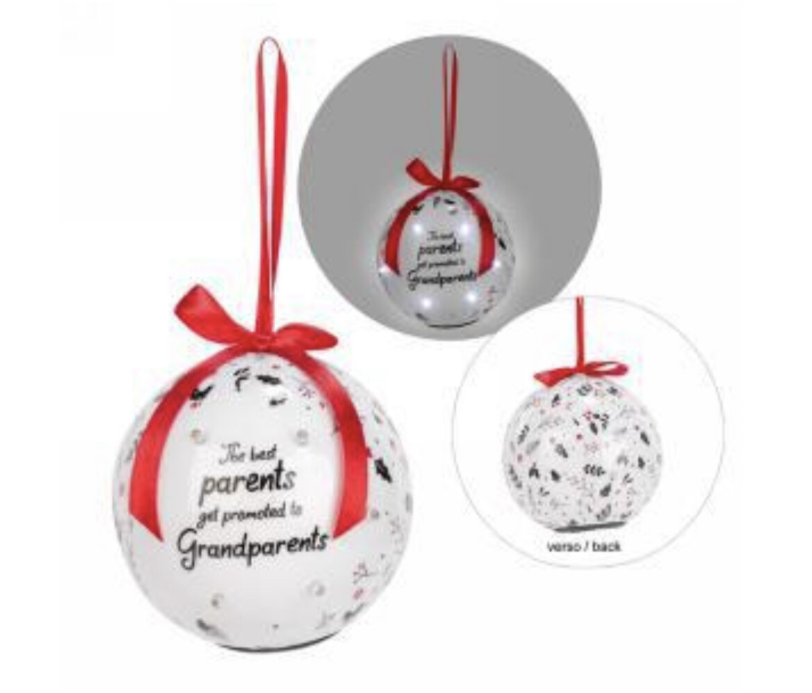 Ornement Boule Illumin. &quot;The Best Parent Get Promted To Grandparents&quot;