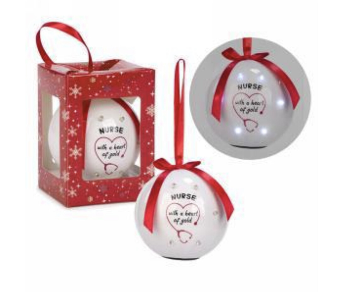 Ornement Boule Illumin. &quot;Nurse With A Heart Of Gold&quot;