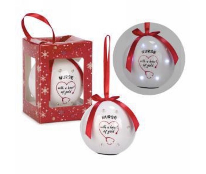 Ornement Boule Illumin. &quot;Nurse With A Heart Of Gold&quot;