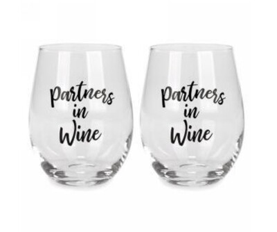 Ensemble 2 Verres De Vin "Parteners In Wine"