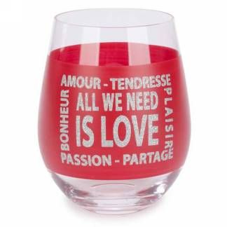 Verre De Vin &quot;Amour Passion Bonheur&quot;