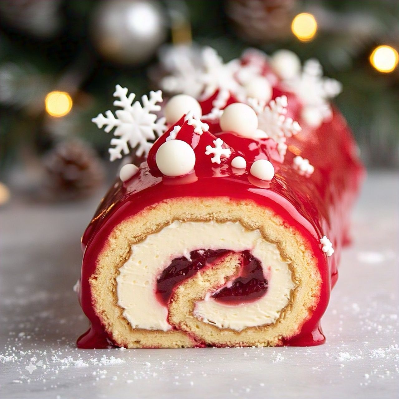 Bûche Délice Festif Aux Fraises 