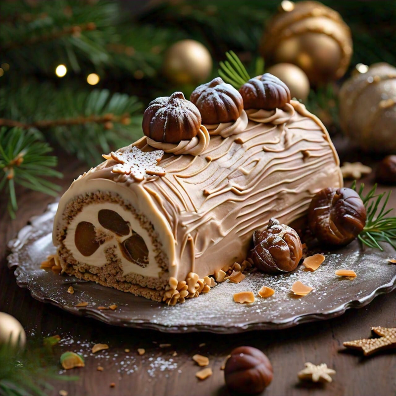 Bûche Marron Dulce De Lèche Praliné Bûche Marron Dulce De Lèche Praliné