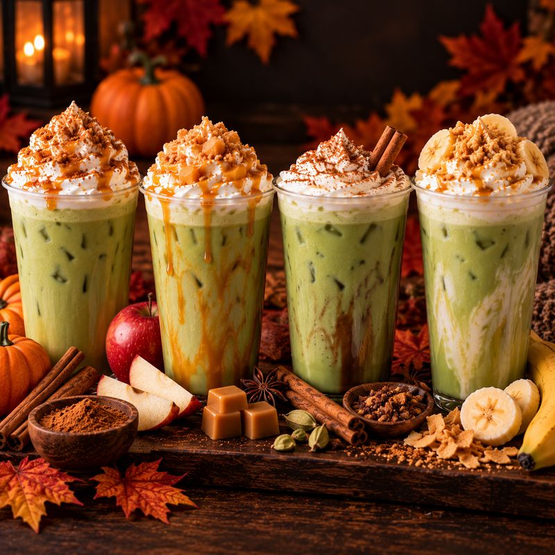 Thé Matcha Latte Glacé Pain Au Banane