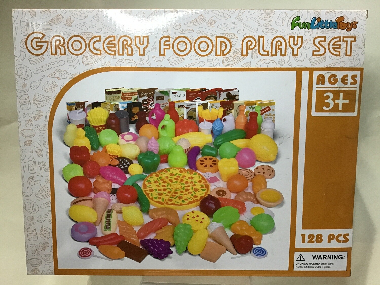 128 pcs play food for kids kitchen