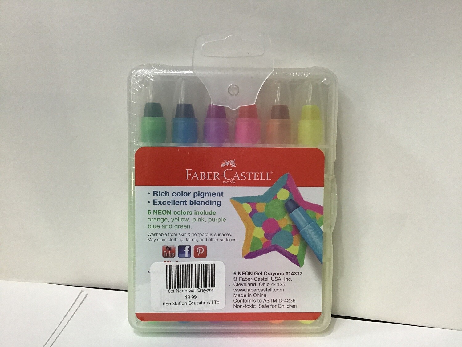 6ct Neon Gel Crayons