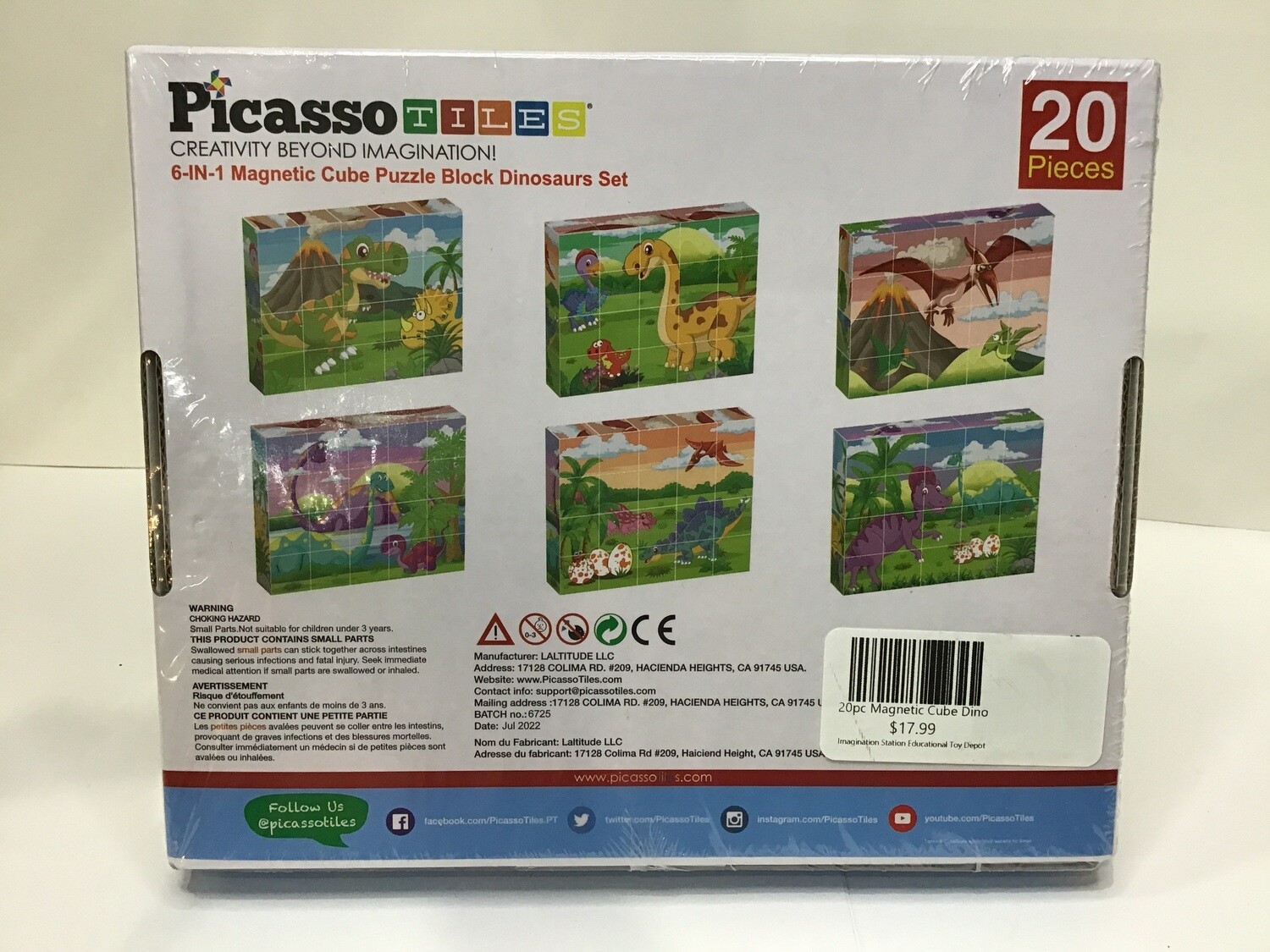 20pc Magnetic Cube Dino