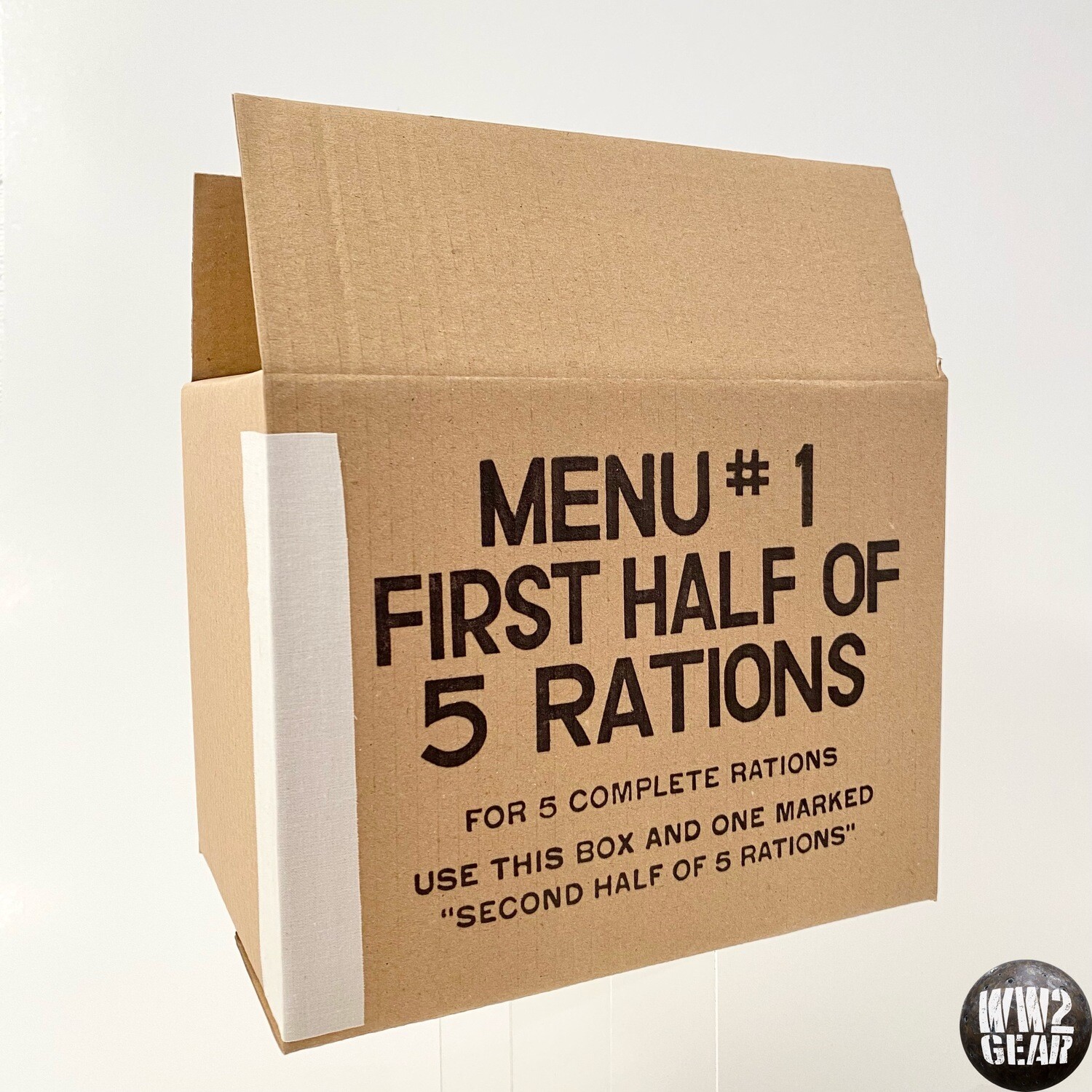 US WW2 10-in-1 Ration Cardboard Box "FIRST HALF OF 5 RATIONS" (Reproduction)