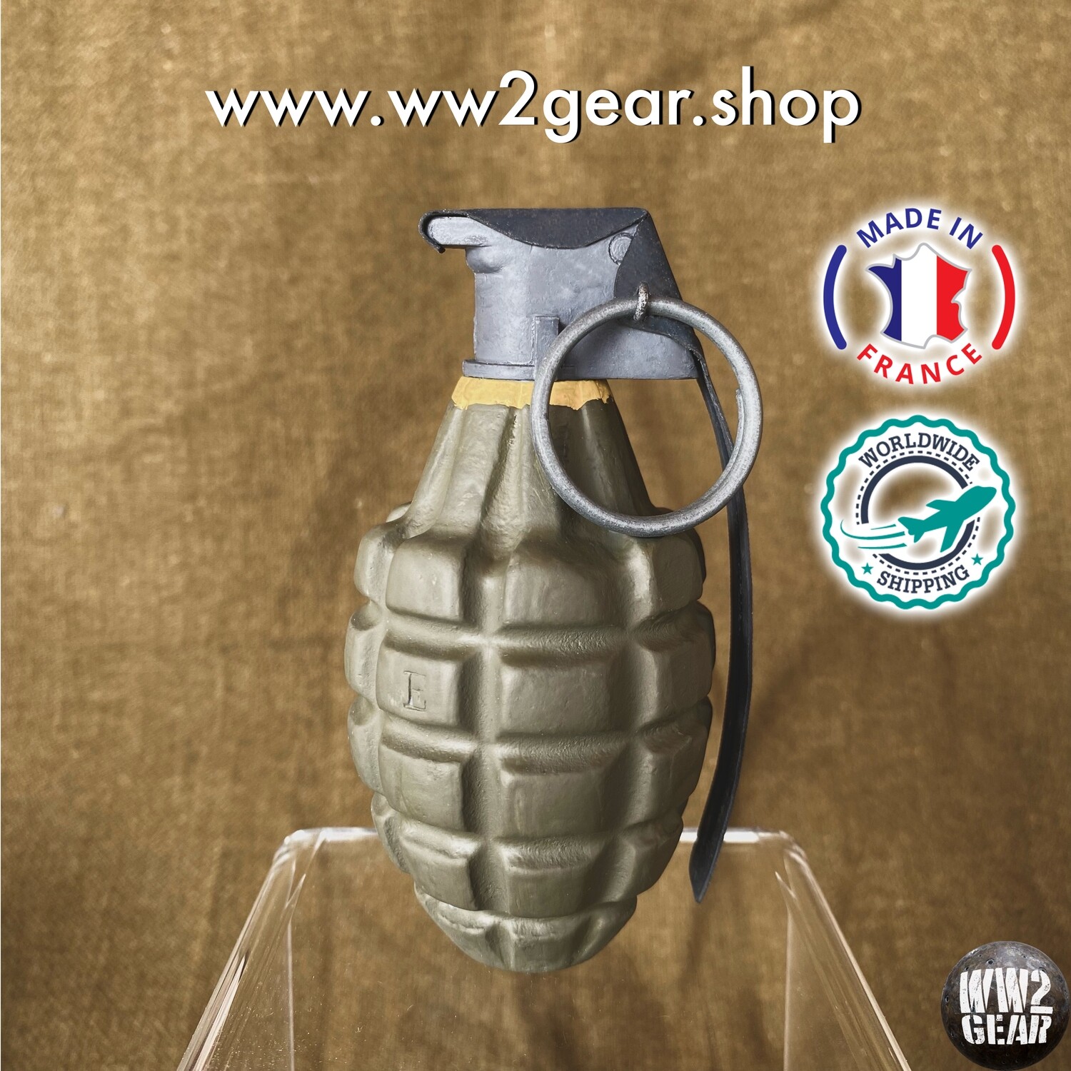 US WW2 MKII Pineapple Frag Grenade OD Green (Resin Reproduction)